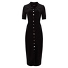 Black Knit Shirt Dress with Molten Buttons