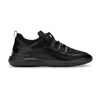 Black Leather Sneakers with Logo Patch