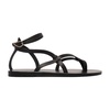 Black Leather Toe Strap Sandals