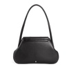 Black Leather Shoulder Bag with Silver Hardware