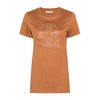 Brown Leather T-shirt with Embroidered Motif