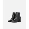Black Leather Ankle Boots Chunky Heel