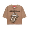 Cropped Cotton T-shirt with Print and Applications