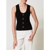 Black Knit Top with Button Detail