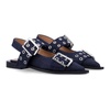 Navy Closed Ballerinas with Buckle Strap