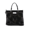 Black Leather Handbag Matelassè Effect