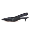Navy Blue Leather Slingback Pumps