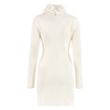 Floral Wool Dress with Stand Collar