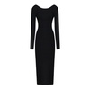 Black Long Sleeve Backless Maxi Dress