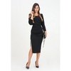 Elegant Midi Dress with Boat Neckline