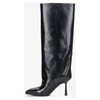 Black Patent Leather Boots with Stiletto Heel and Loose Shaft