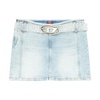 Denim mini skirt with logo belt