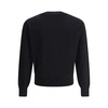 Ribbed Crew Neck Wool Sweater with Logo
