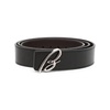 Logo Plate Silver Leather Belt