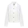 White Ruched Jacket with Button Closure