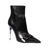 Pointy Toe Leather Ankle Boots Stiletto