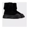 Black Furry Ankle Boots Slip-On