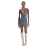 Velvet Mini Dress with Long Sleeves