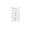 White Knit Button Top Fitted Style