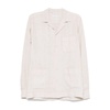 White Linen Bowling Collar Overshirt
