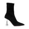 Black Leather Disco Heel Booties