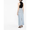 Maxi Denim Skirt with Frayed Edge