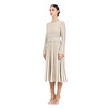 Striped Midi Dress White Beige