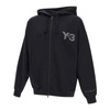 Black Cotton Hooded Sweatshirt with Embroidered Logos