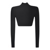 Black Ribbed Knit Sweatshirt with Embroidered Logo