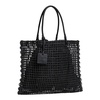 Black Woven Straw Shopper Bag