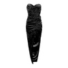 Black Velvet Ruched Heart Neckline Dress