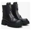 Black Leather Ankle Boots with Decorative Zipper
