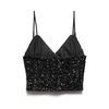 Sequin V-Neck Top with Charm