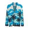 Blue Knitwear Shawl Collar Cardigan