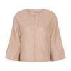 Cream Crop Leather Jacket