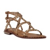 Beige Leather Sandals with Bow Detailing