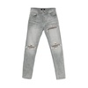 Light Grey Ripped Jeans with Button Fly