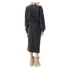Black Draped Sweatshirt Dress with Tie-Up Waist