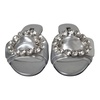 Silver Crystal Leather Flat Sandals