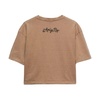 Cropped Cotton T-shirt with Print and Applications
