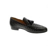 Black Leather Woven Loafers