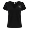 Black Cotton T-shirt with V-neck