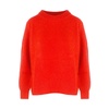 Orange Cashmere Sweater with Ribbed Embroidery