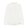 White Button-Up Band Collar Shirt