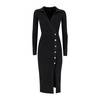 Ribbed Longuette Dress with V-Neckline