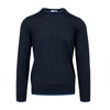 Blue Wool Sweater, Crew Neck, Long Sleeves
