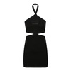 CRISS CROSS LOGO TRIM HALTER DRESS