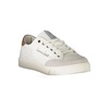White Polyester Sneakers with Lace-Up, Contrast Details, Logo
