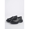 Black Leather Perforated Moccasin Shoes