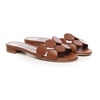 Brown Geometric Strap Flat Sandals